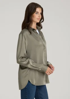 Relaxed Button-Up Blouse for Tall Women