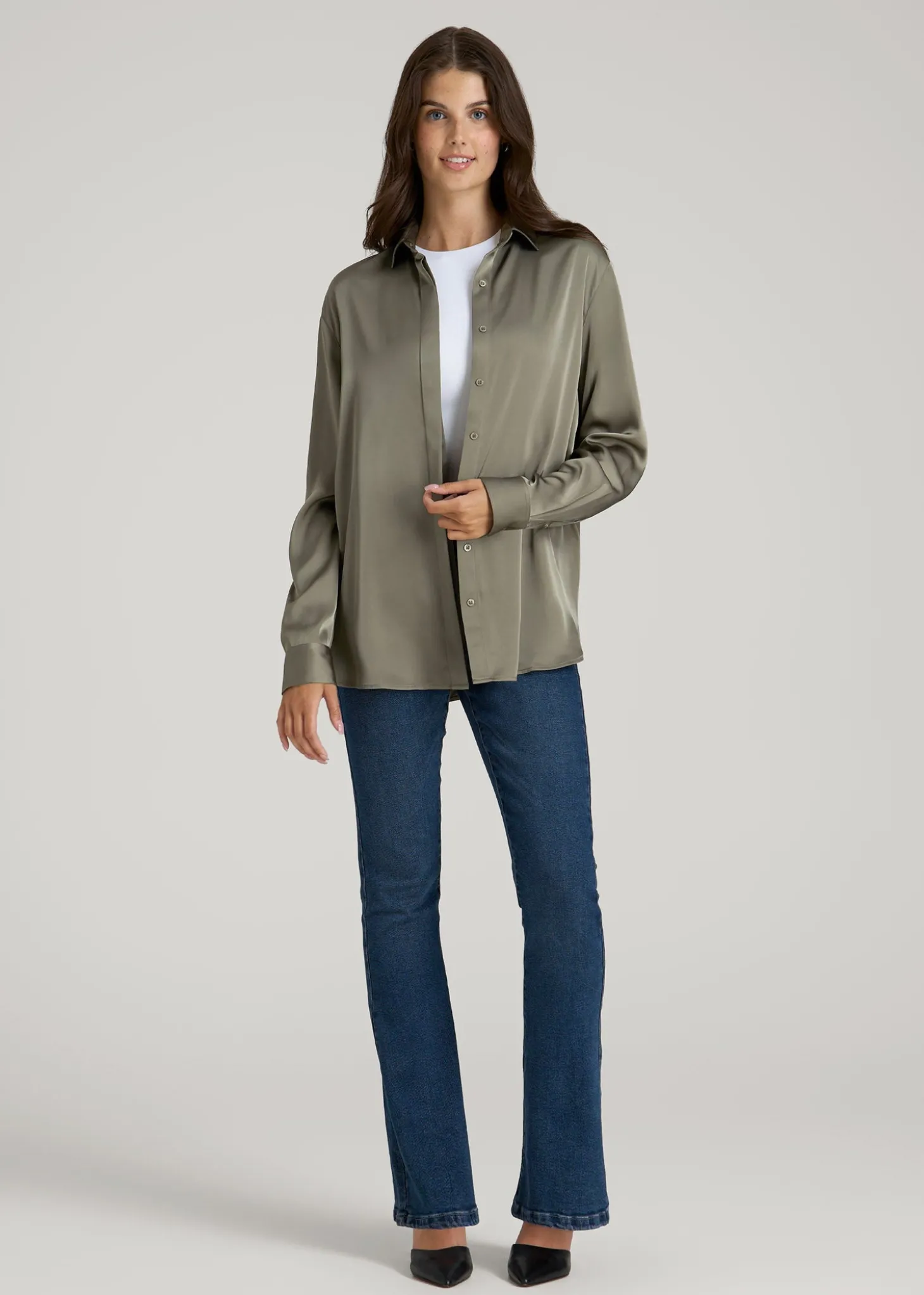 Relaxed Button-Up Blouse for Tall Women