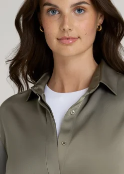 Relaxed Button-Up Blouse for Tall Women