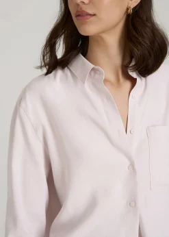 Relaxed Button-Up Single-Pocket Blouse for Tall Women