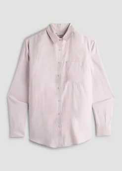 Relaxed Button-Up Single-Pocket Blouse for Tall Women