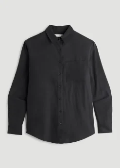 Relaxed Button-Up Single-Pocket Blouse for Tall Women