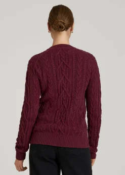 Relaxed Cotton Cable Knit Cardigan for Tall Women