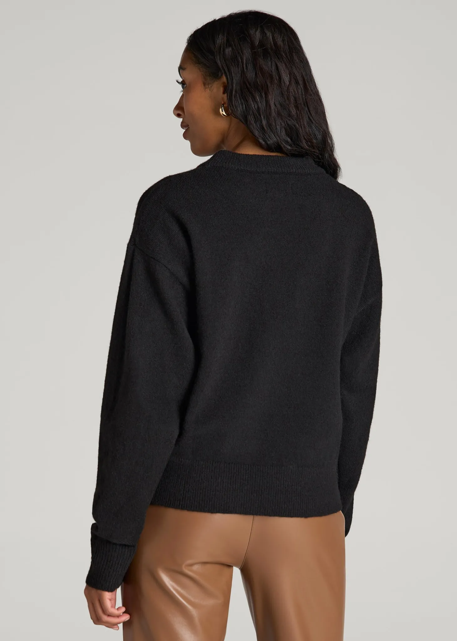 Relaxed Crewneck Wool Blend Sweater for Tall Women