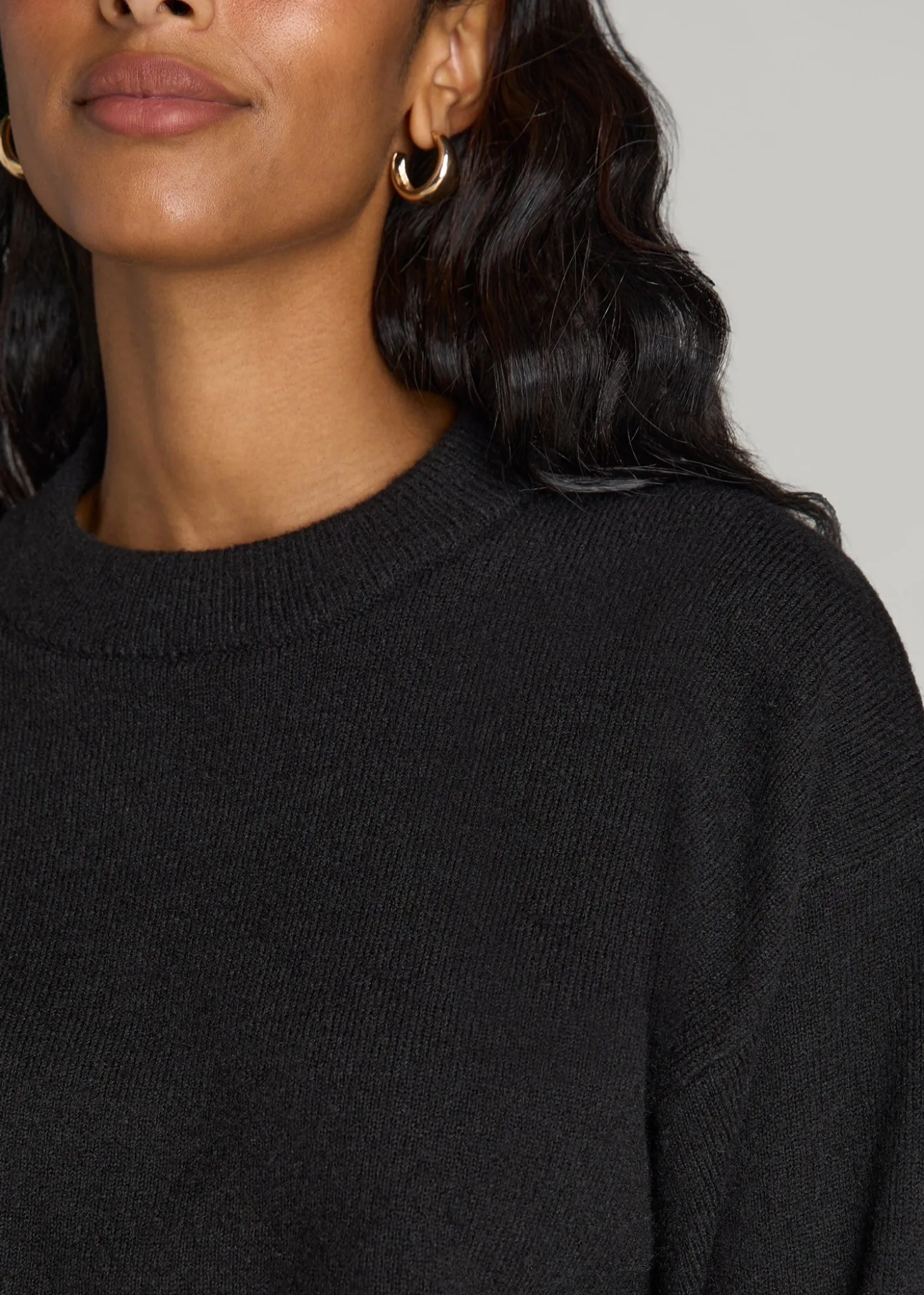 Relaxed Crewneck Wool Blend Sweater for Tall Women