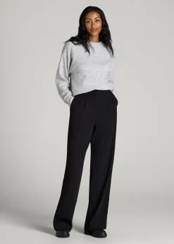 Relaxed Crewneck Wool Blend Sweater for Tall Women