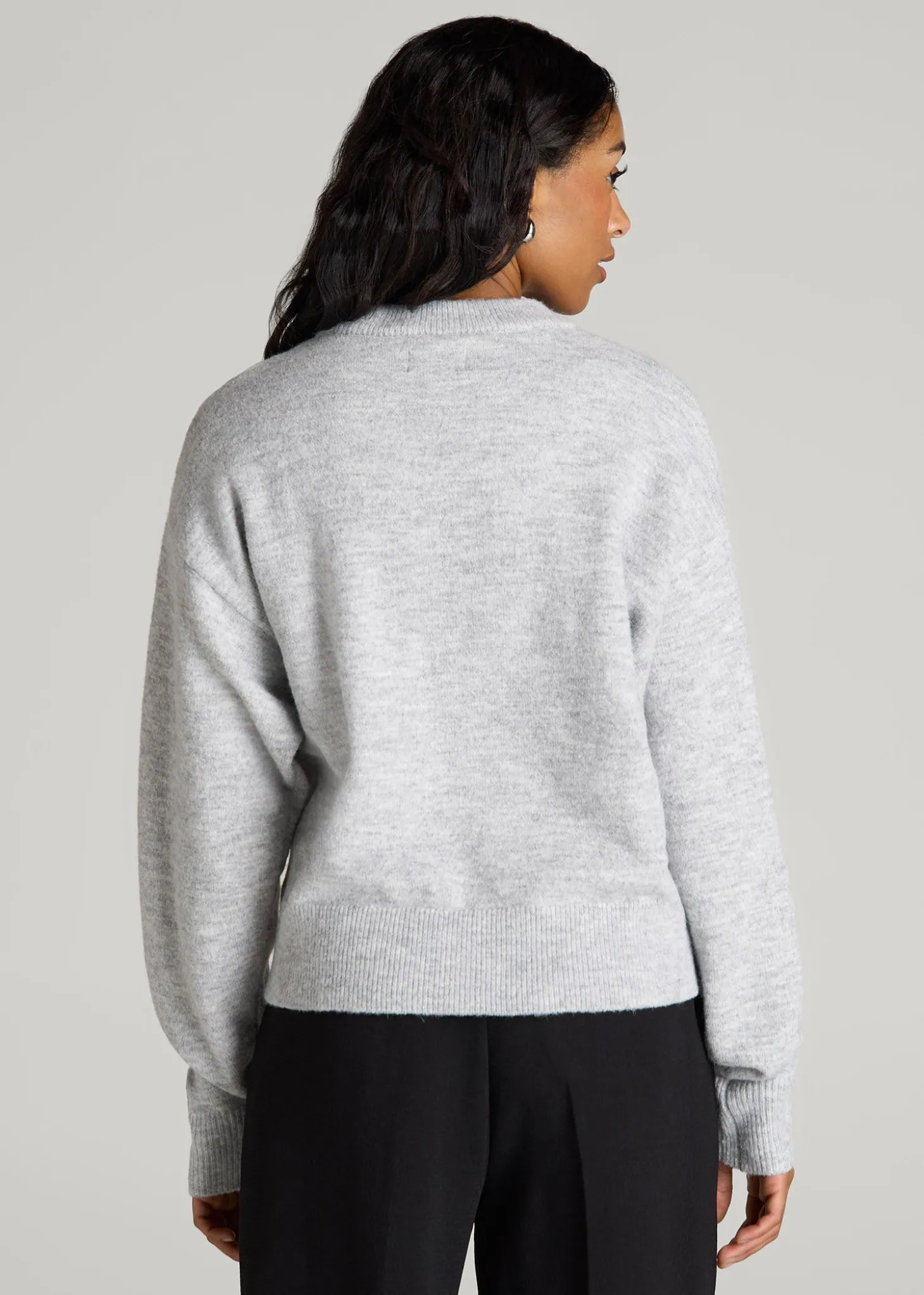 Relaxed Crewneck Wool Blend Sweater for Tall Women