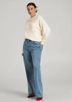 Relaxed Crewneck Wool Blend Sweater for Tall Women