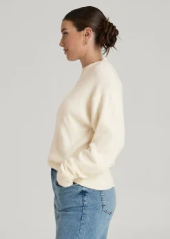 Relaxed Crewneck Wool Blend Sweater for Tall Women