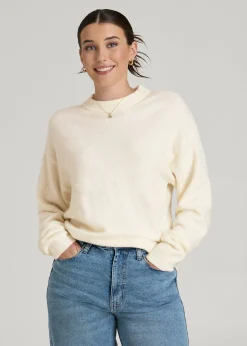 Relaxed Crewneck Wool Blend Sweater for Tall Women