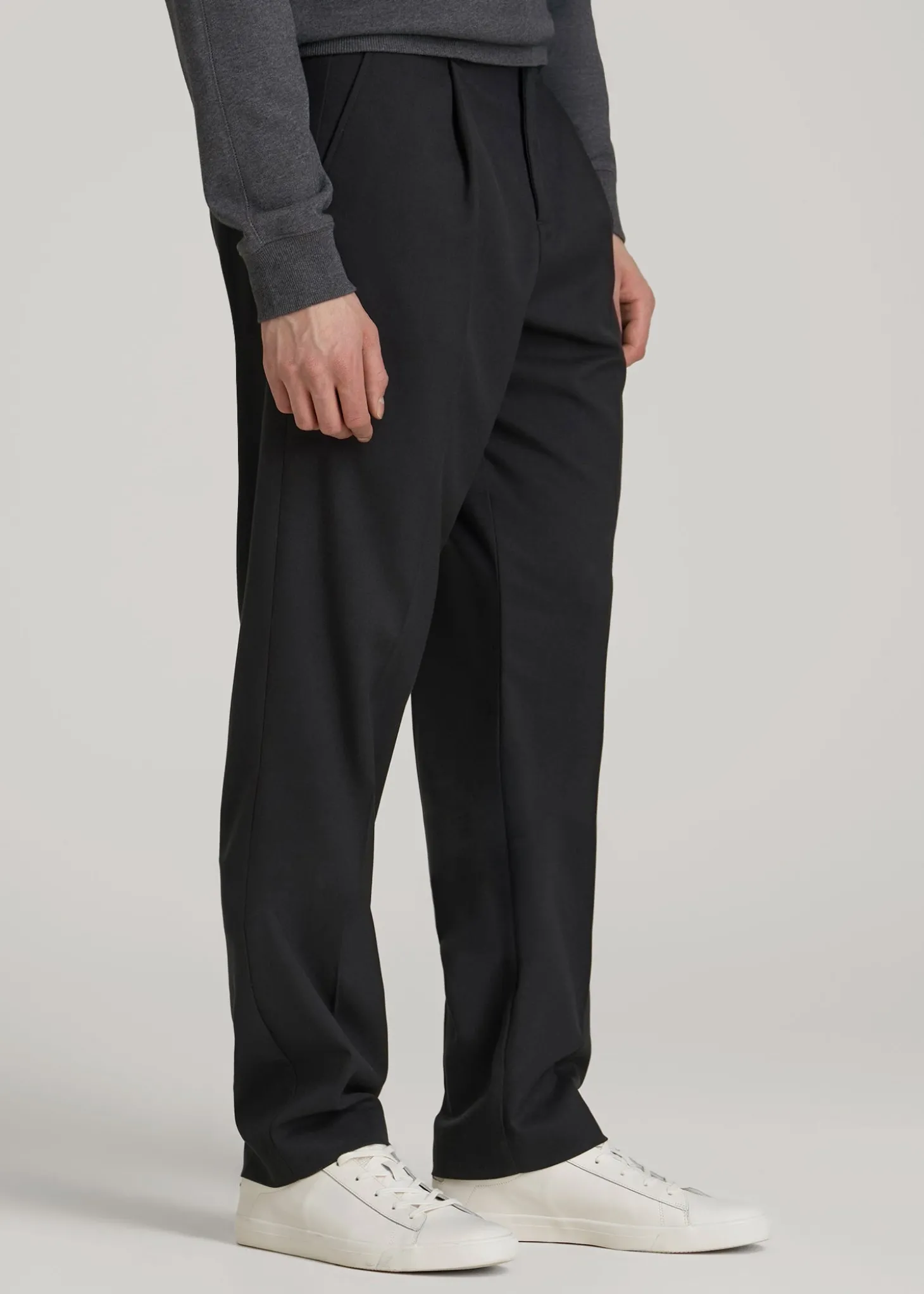 Relaxed Pleated Trousers for Tall Men