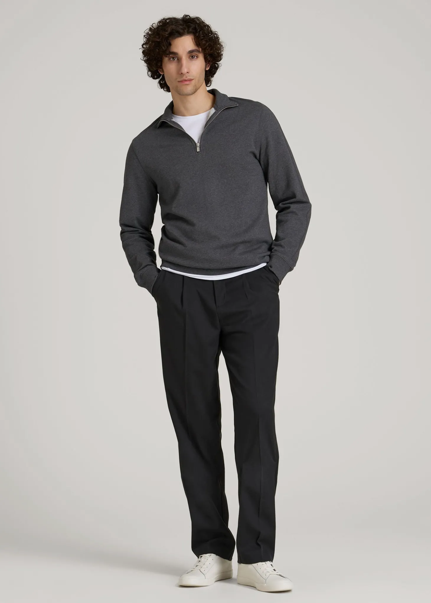 Relaxed Pleated Trousers for Tall Men