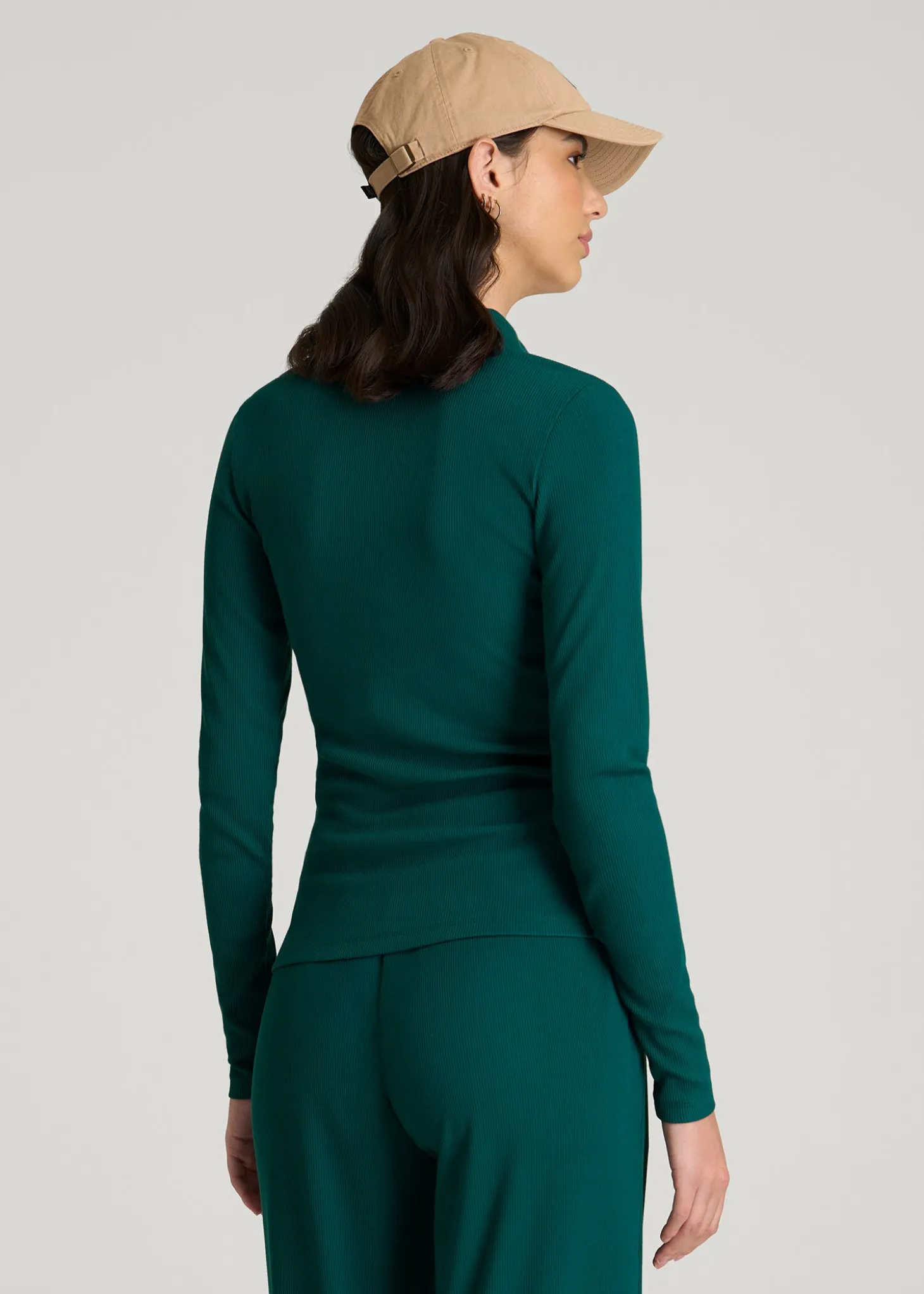 Ribbed Knit Long Sleeve Polo for Tall Women