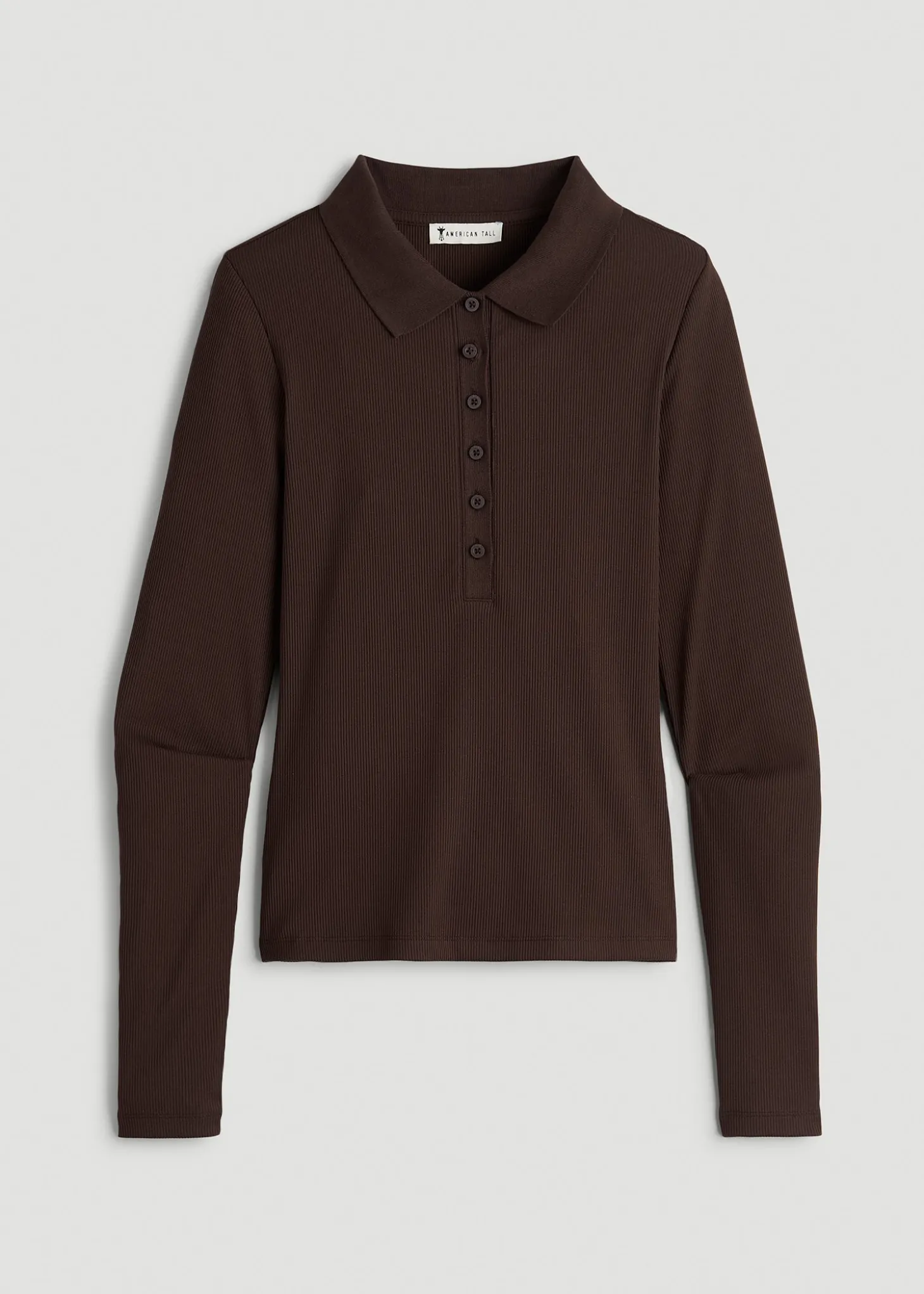 Ribbed Knit Long Sleeve Polo for Tall Women