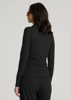 Ribbed Knit Long Sleeve Polo for Tall Women