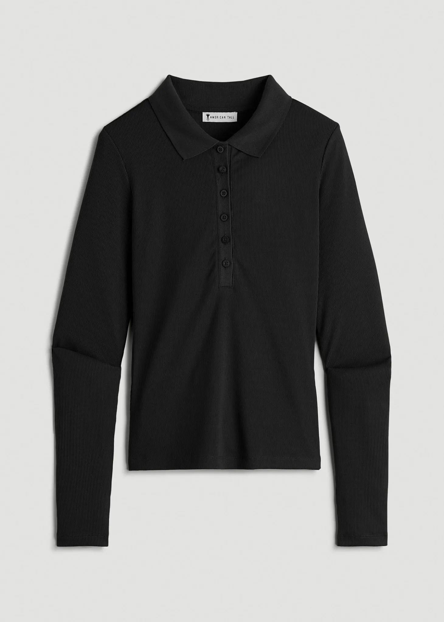 Ribbed Knit Long Sleeve Polo for Tall Women