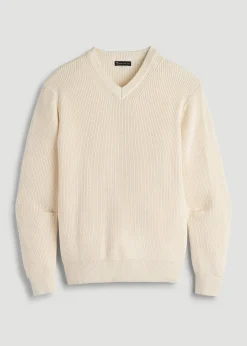 Ribbed Knit V-Neck Sweater for Tall Men