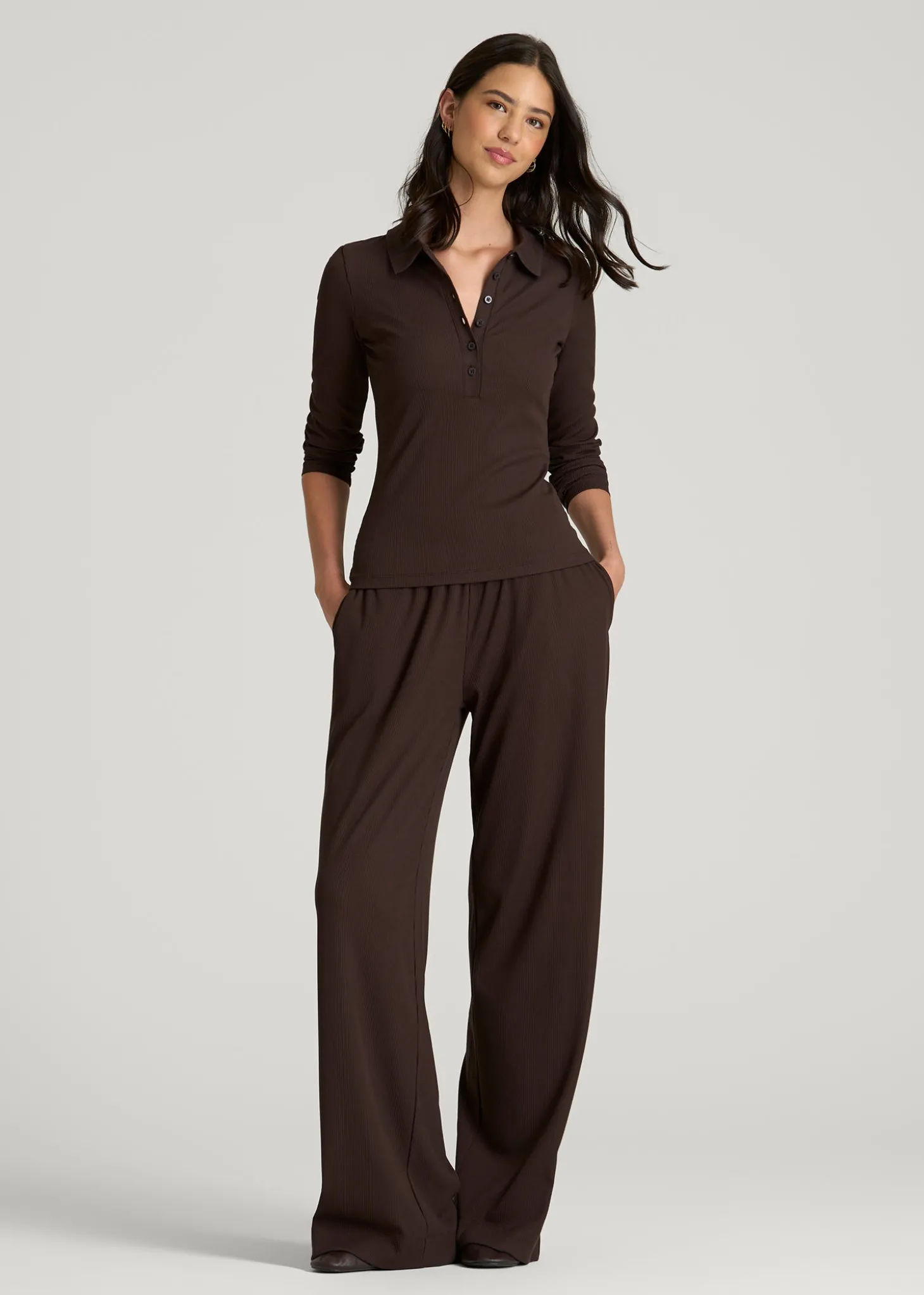 Ribbed Knit Wide Leg Pant for Tall Women