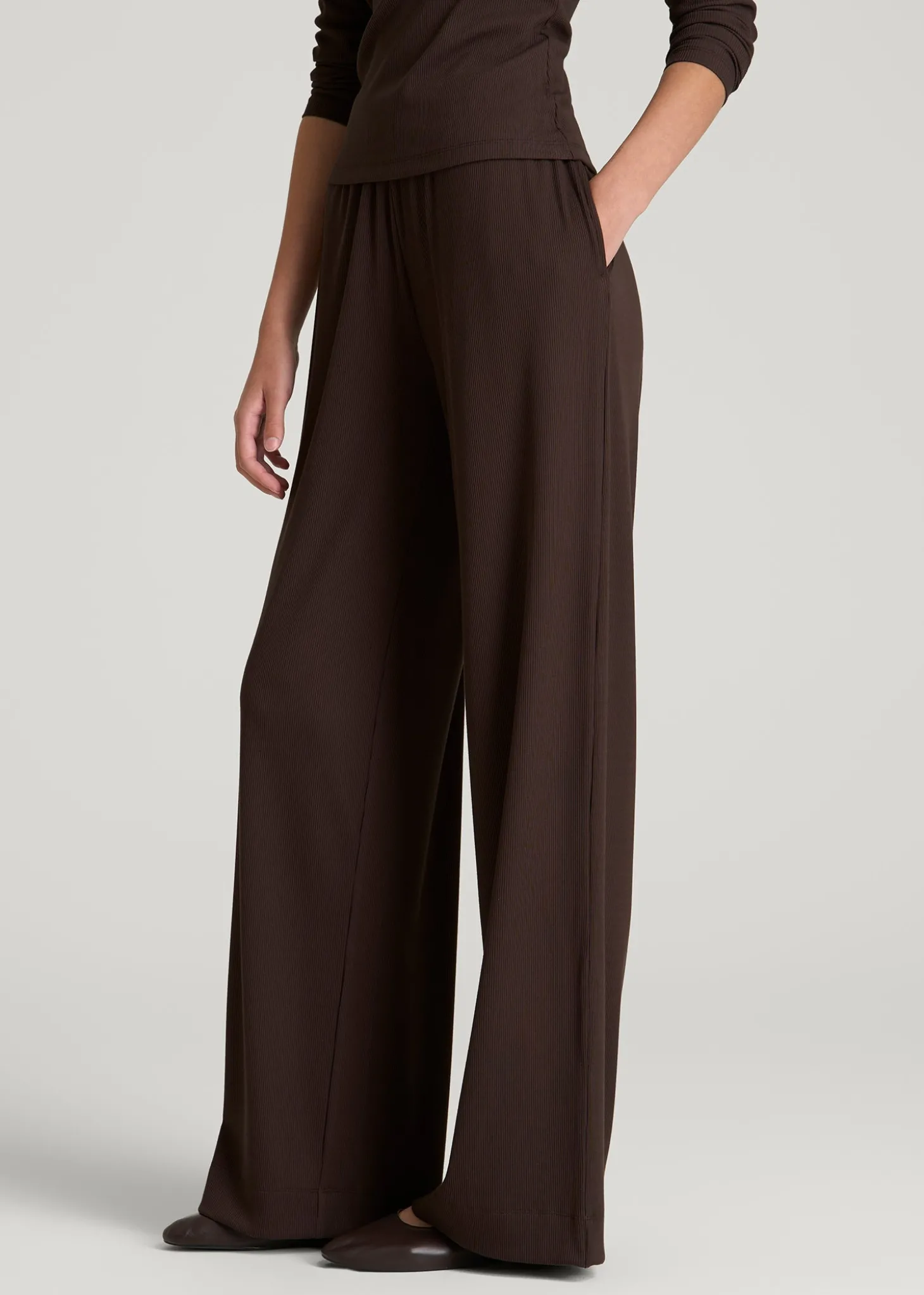 Ribbed Knit Wide Leg Pant for Tall Women