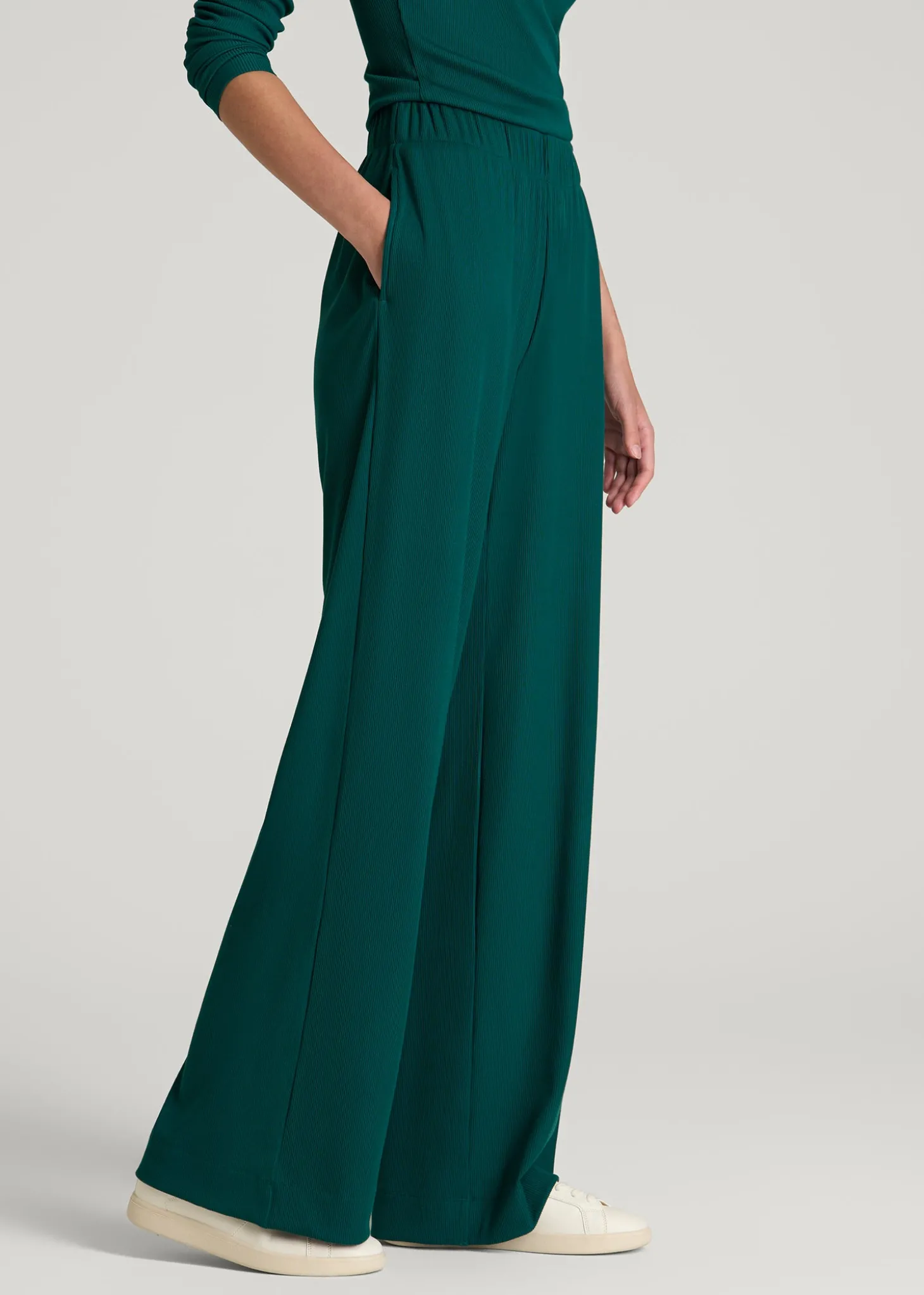 Ribbed Knit Wide Leg Pant for Tall Women