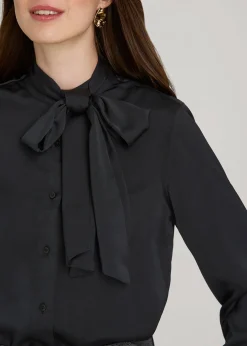 Satin Blouse With Bow for Tall Women