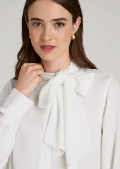 Satin Blouse With Bow for Tall Women