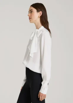 Satin Blouse With Bow for Tall Women