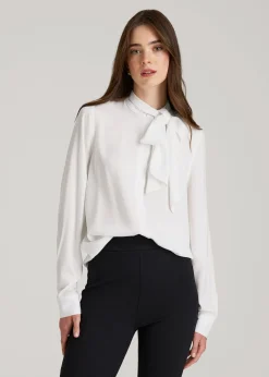 Satin Blouse With Bow for Tall Women