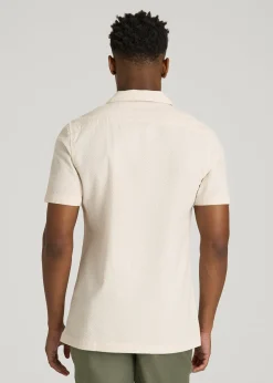 Seersucker Camp Collar Short Sleeve Shirt for Tall Men