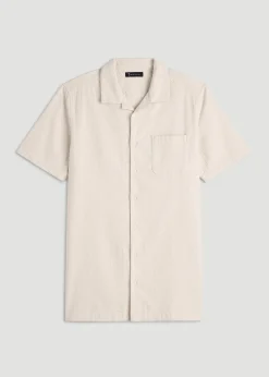 Seersucker Camp Collar Short Sleeve Shirt for Tall Men