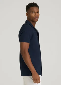 Seersucker Camp Collar Short Sleeve Shirt for Tall Men