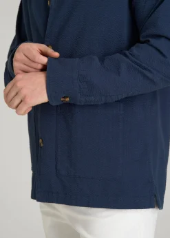 Seersucker Overshirt for Tall Men