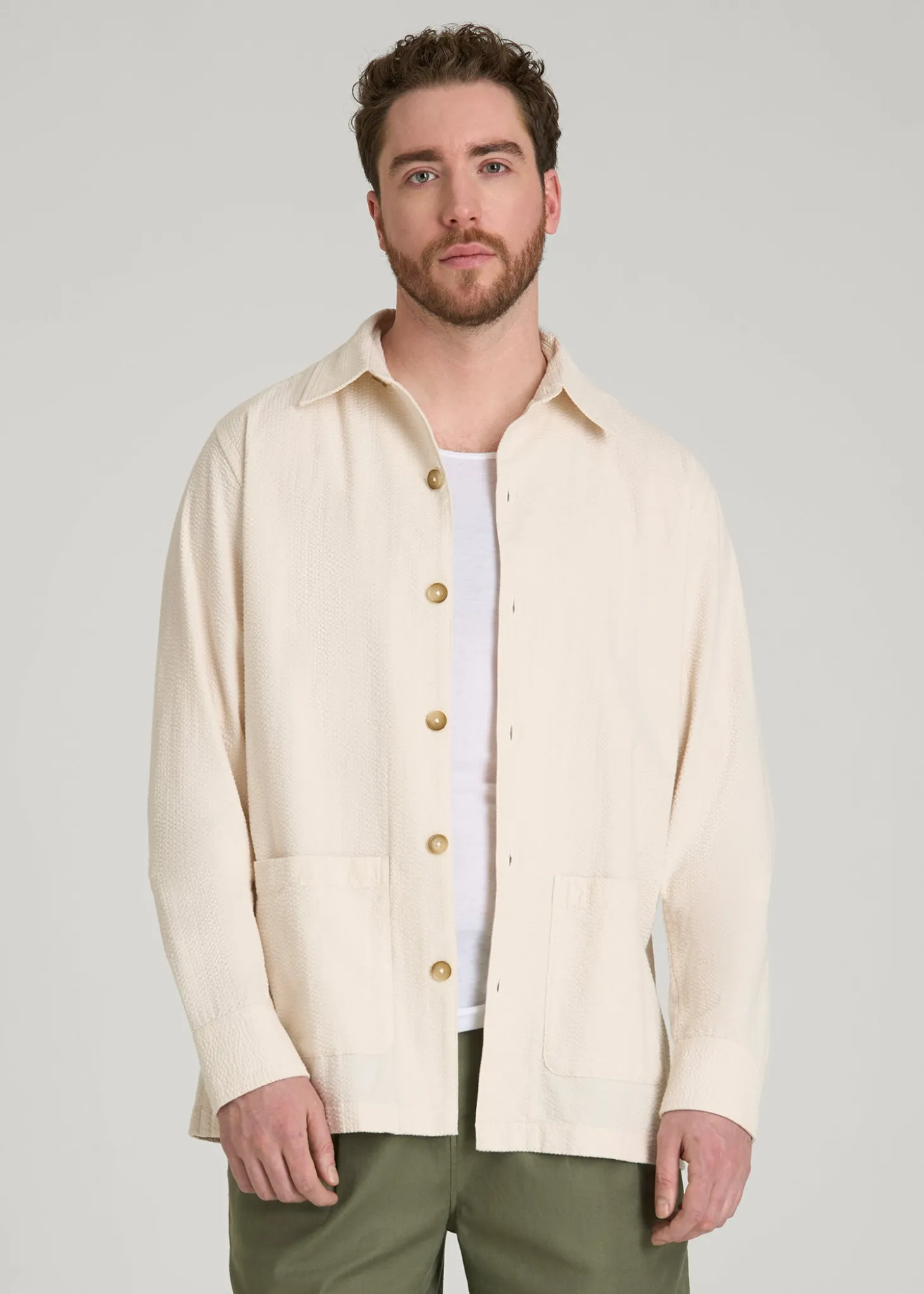 Seersucker Overshirt for Tall Men