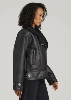 Shearling Moto Jacket for Tall Women