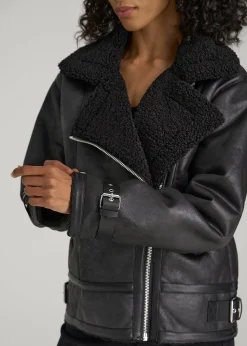 Shearling Moto Jacket for Tall Women
