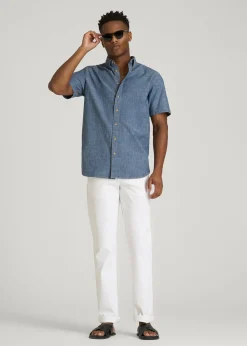 Short Sleeve Chambray Shirt for Tall Men