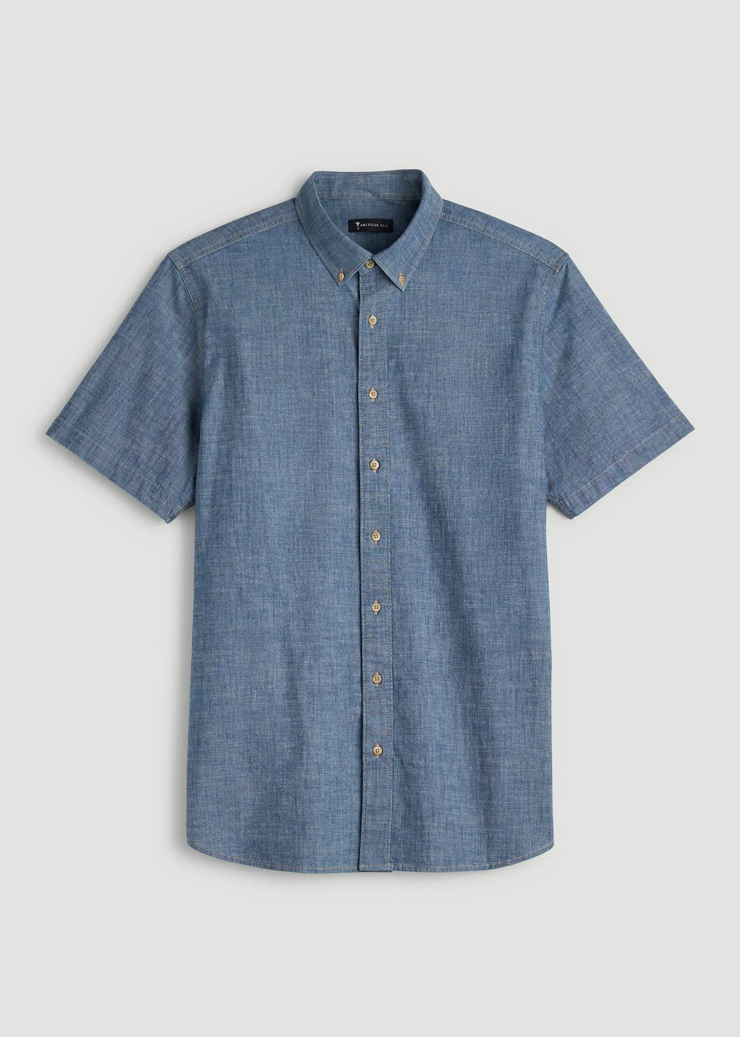 Short Sleeve Chambray Shirt for Tall Men