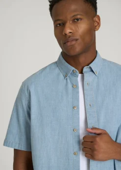 Short Sleeve Chambray Shirt for Tall Men