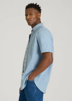 Short Sleeve Chambray Shirt for Tall Men