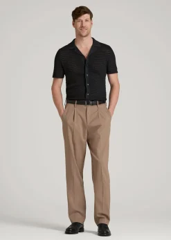 Short Sleeve Crochet Polo Cardigan for Tall Men