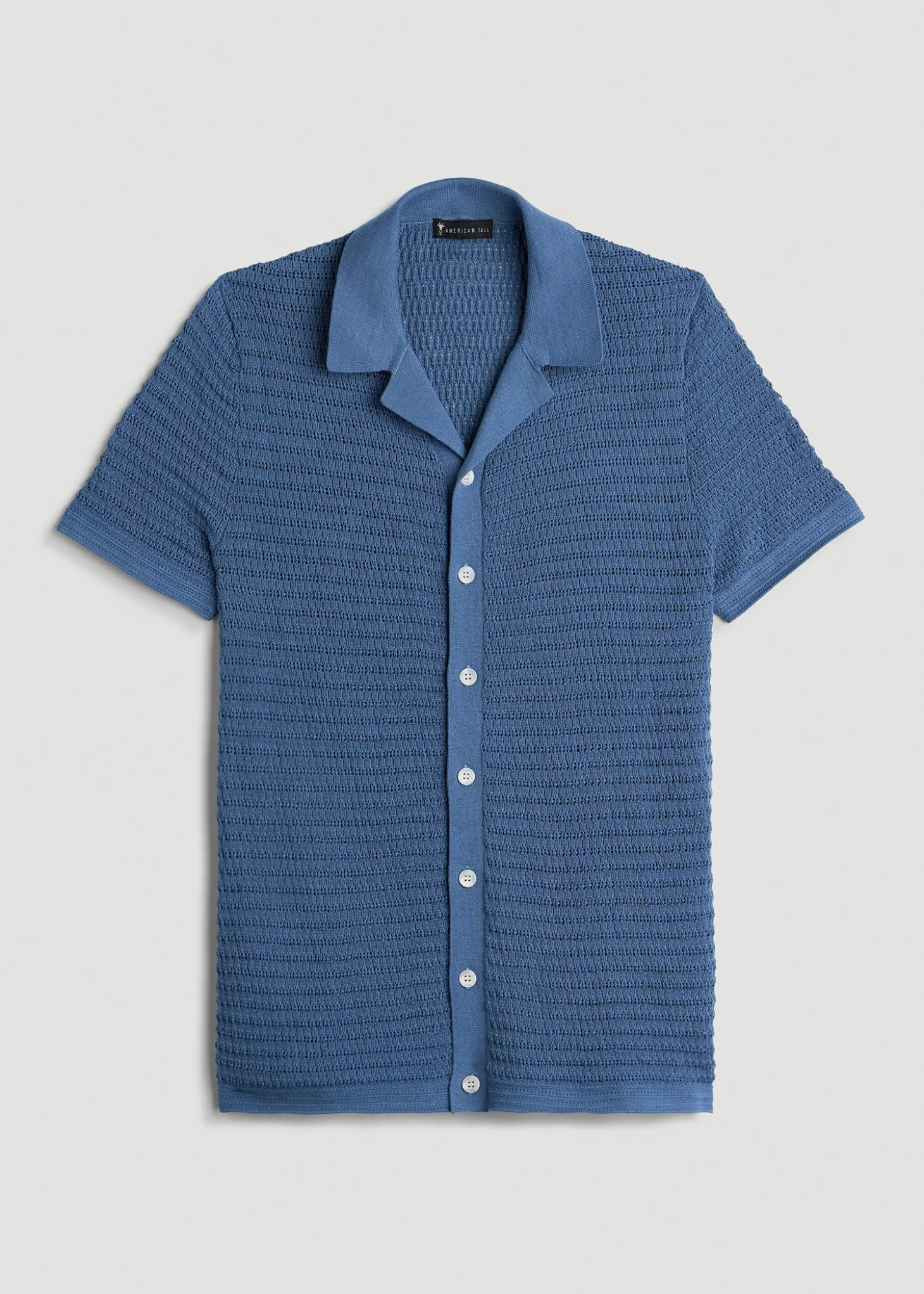 Short Sleeve Crochet Polo Cardigan for Tall Men