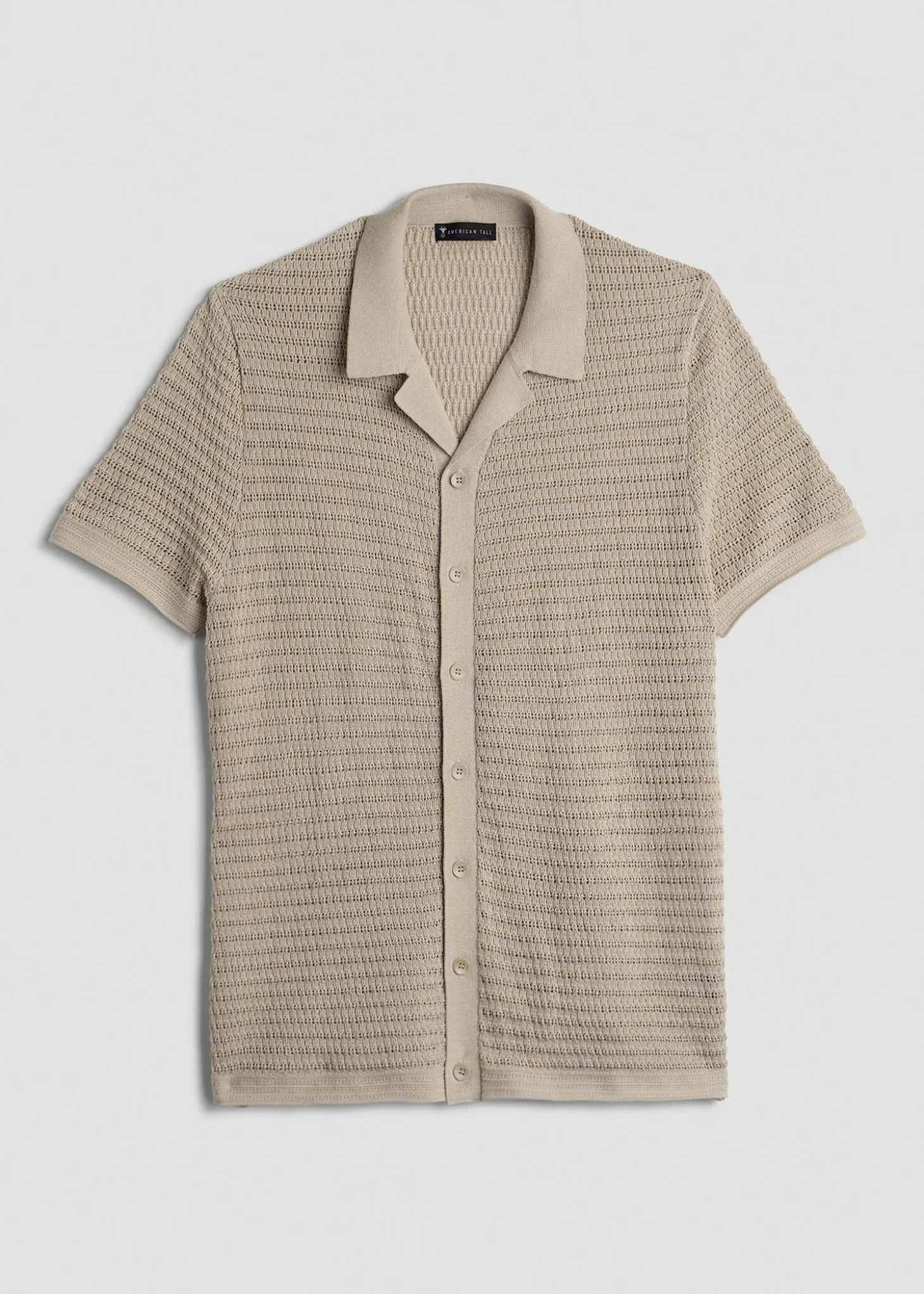 Short Sleeve Crochet Polo Cardigan for Tall Men