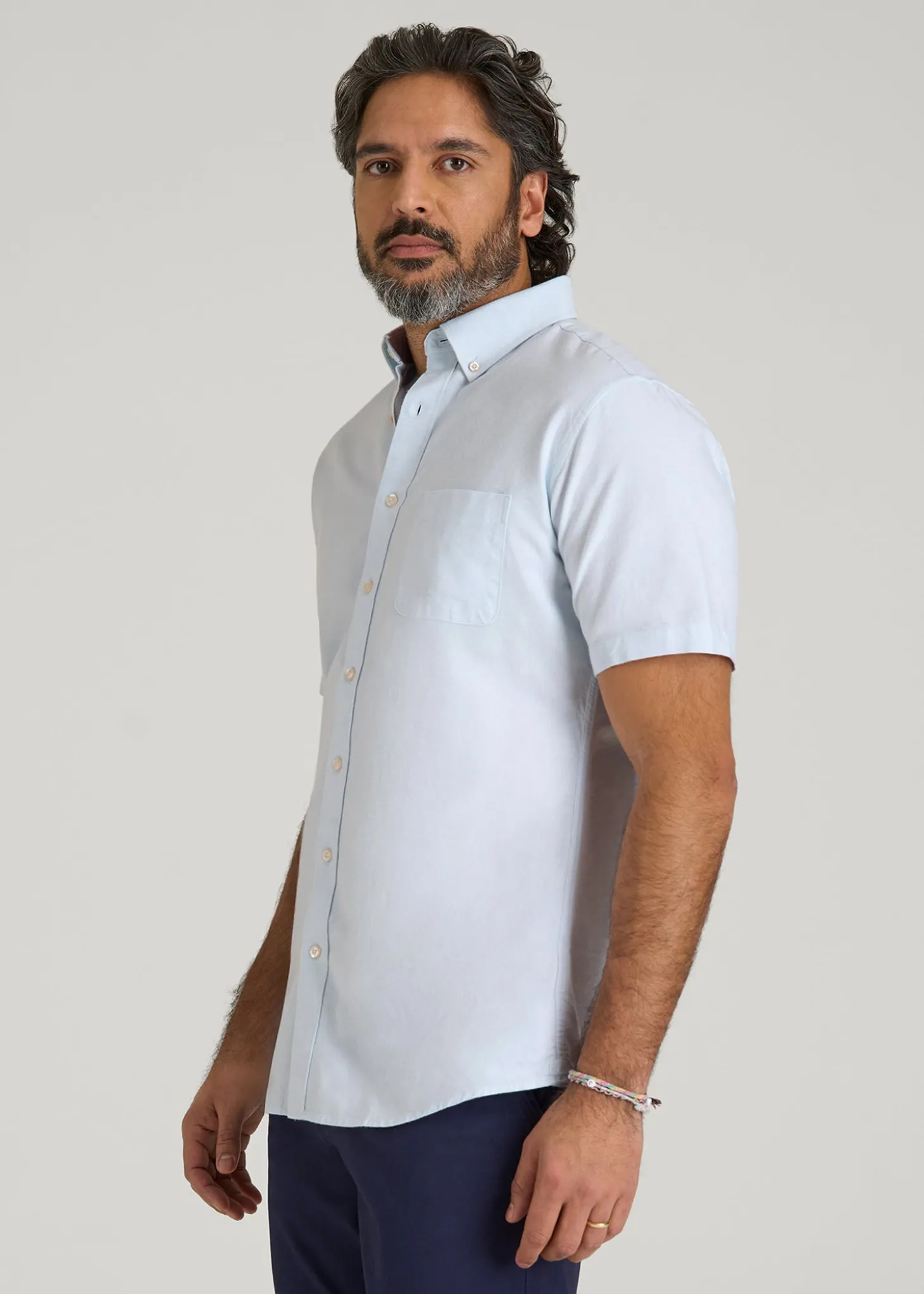 Short Sleeve Oxford Button Shirt For Tall Men