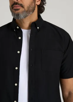 Short Sleeve Oxford Button Shirt For Tall Men