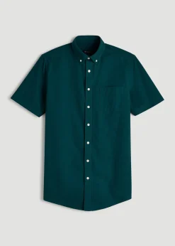 Short Sleeve Oxford Button Shirt for Tall Men