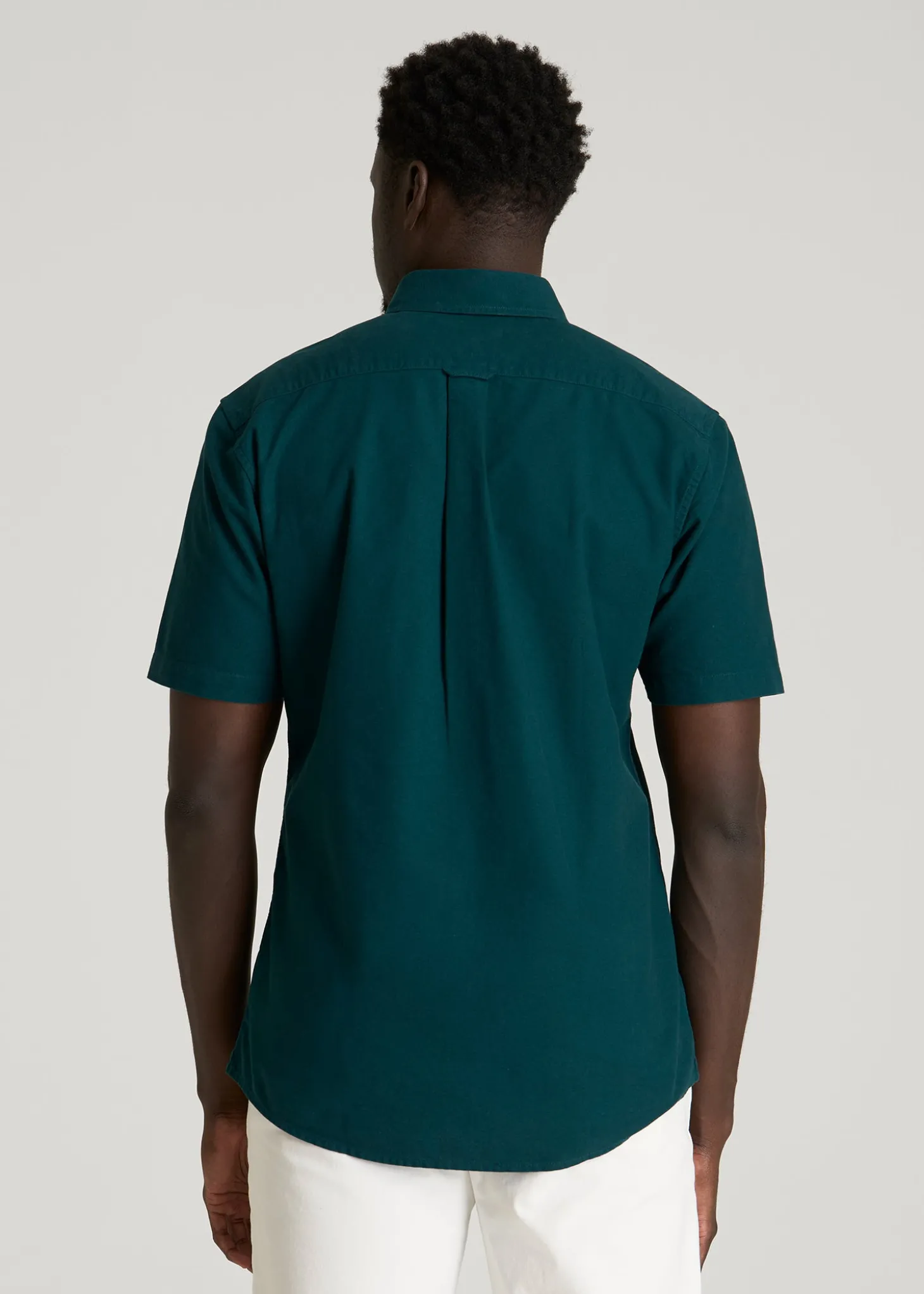 Short Sleeve Oxford Button Shirt for Tall Men