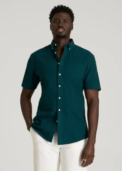 Short Sleeve Oxford Button Shirt for Tall Men