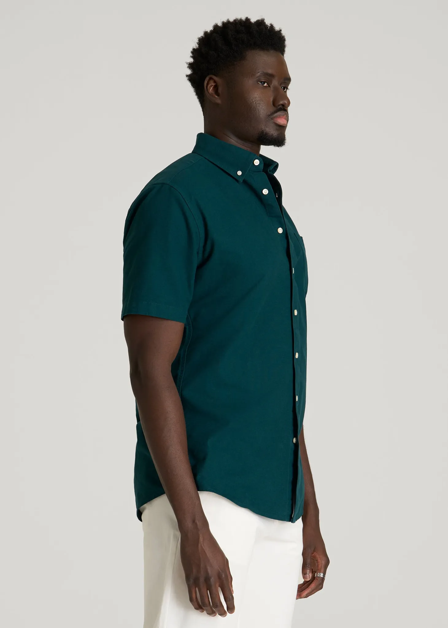Short Sleeve Oxford Button Shirt for Tall Men