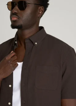 Short Sleeve Oxford Button Shirt for Tall Men