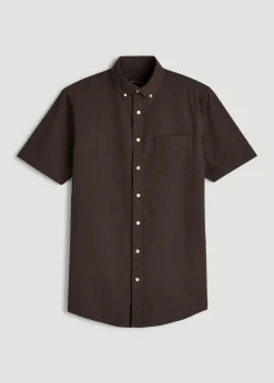 Short Sleeve Oxford Button Shirt for Tall Men
